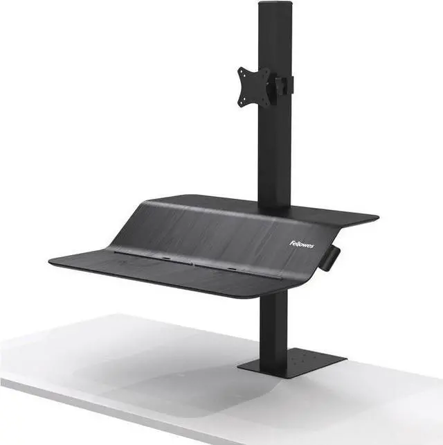 Alt view image 7 of 20 - Fellowes 8080101 Lotus Ve Sit-Stand Workstation - Desk Mount For Lcd Display / Keyboard / Mouse - Wood Veneer - Black Ash