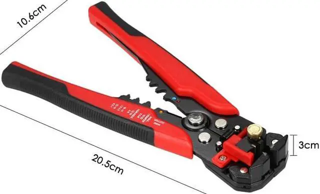 Alt view image 4 of 6 - Multi-functional 8" Self-adjusting Cable Wire Stripper With Cutter & Crimper Automatic Wire Stripping Pliers Crimping Tool 10-24AWG - Red