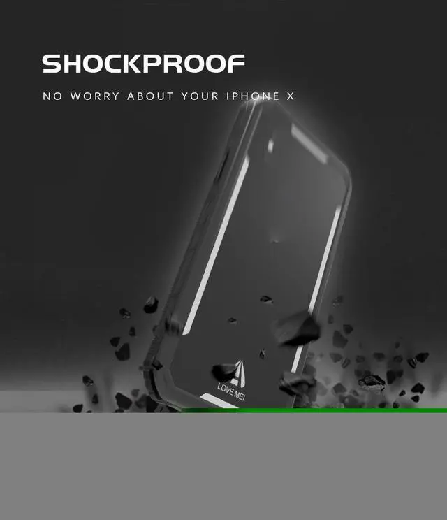 Alt view image 5 of 7 - LOVE MEI IP68 Underwater Waterproof case for iPhone X 5.8inch Water proof impermeable Shockproof Cover PC + TPU Case Pouch Shell (Black)