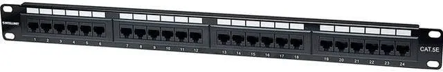 Main image of Intellinet Cat5e Patch Panel, 24-Port, UTP, 1U, Black