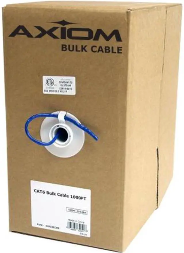 Alt view image 2 of 3 - Axiom C6BCS-G1000P-AX Cat6 23Awg 4-Pair Solid 550Mhz Plenum Cable Spool 1000Ft (Gray)
