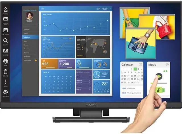 Alt view image 6 of 16 - Planar Helium PCT2435 24" Full HD 1920x1080 USB VGA HDMI Built-in Speakers Widescreen IPS Backlit LED LCD Touchscreen Monitor
