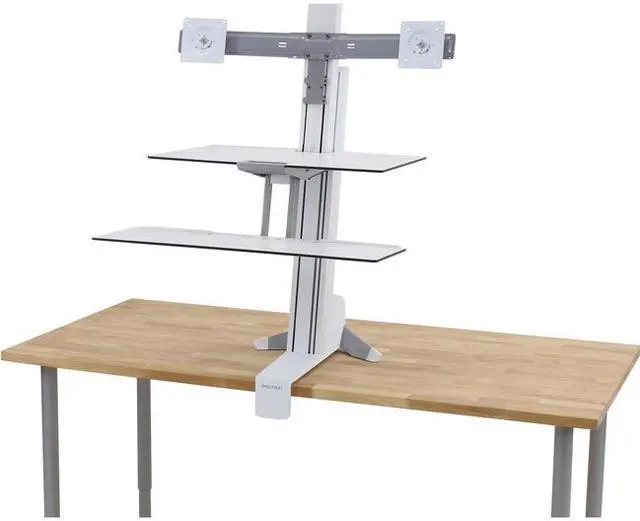 Alt view image 2 of 5 - Ergotron 33-349-211 WorkFit-S, Dual Workstation with Worksurface (white), Standing Desk Attachment - Front Clamp