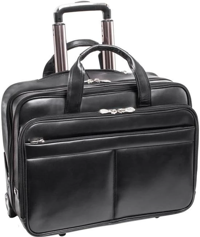 Alt view image 2 of 6 - McKlein USA Leather Wheeled Non-Detachable Laptop Briefcase