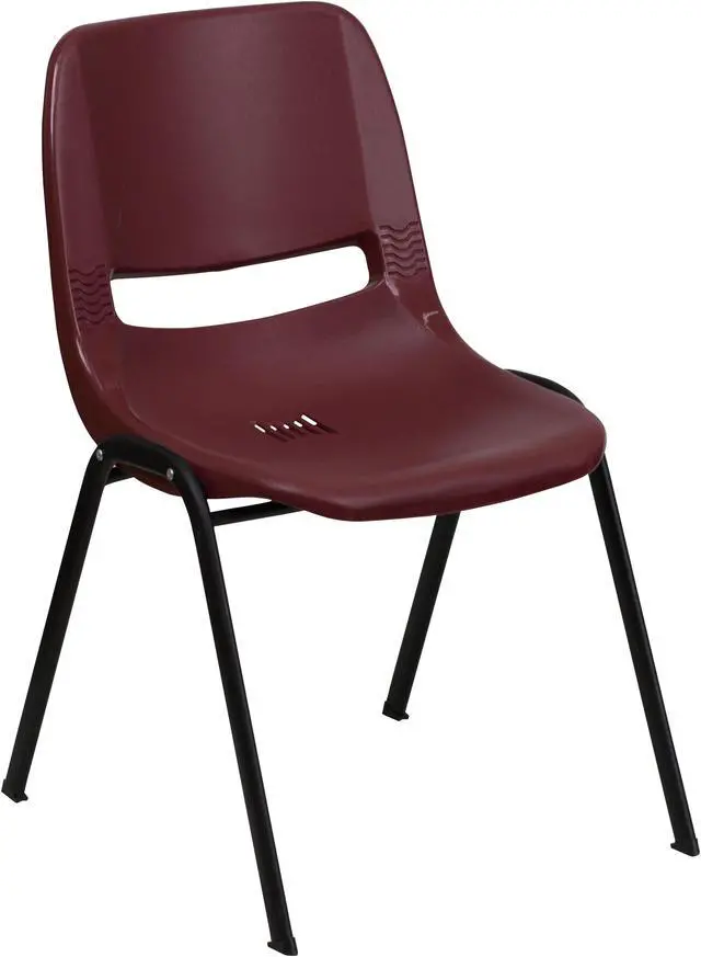 Main image of HERCULES Series 880 lb. Capacity Burgundy Ergonomic Shell Stack Chair with Black Frame