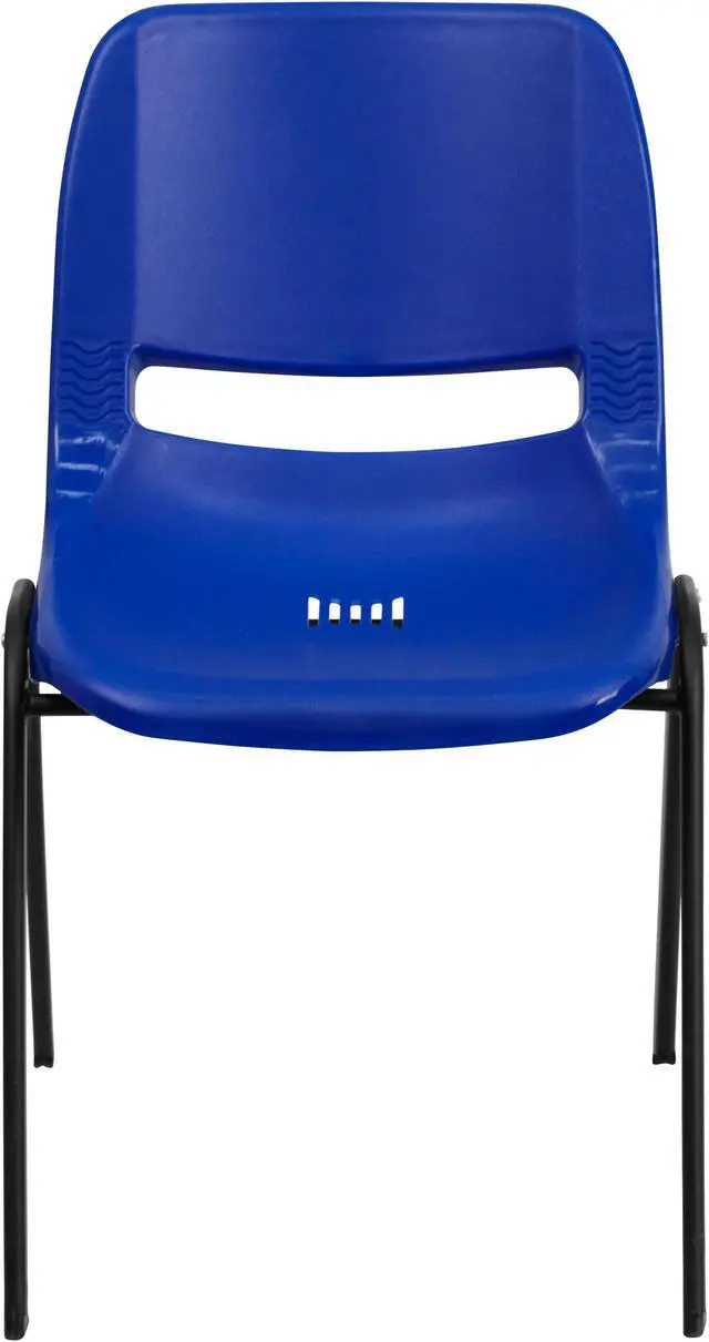 Alt view image 2 of 20 - HERCULES Series 880 lb. Capacity Blue Ergonomic Shell Stack Chair with Black Frame