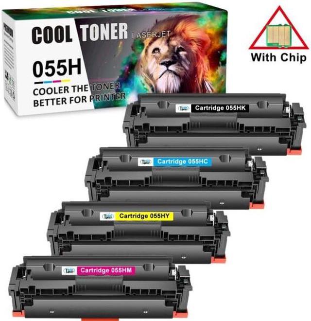 4 Pack KCMY Set Toner Compatible for Canon 055H W/Chip ImageClass