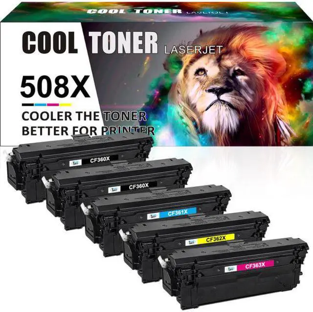 Main image of 5PK (2K+CMY) Toner CF360X Compatible with HP 508X LaserJet Enterprise M553n dn M577 M552d