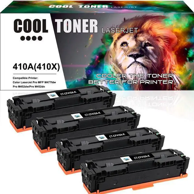 Main image of 4Pack CF410AK Toner Compatible with HP 410A HP LaserJet Pro MFP M477fnw M477fdw M452dn