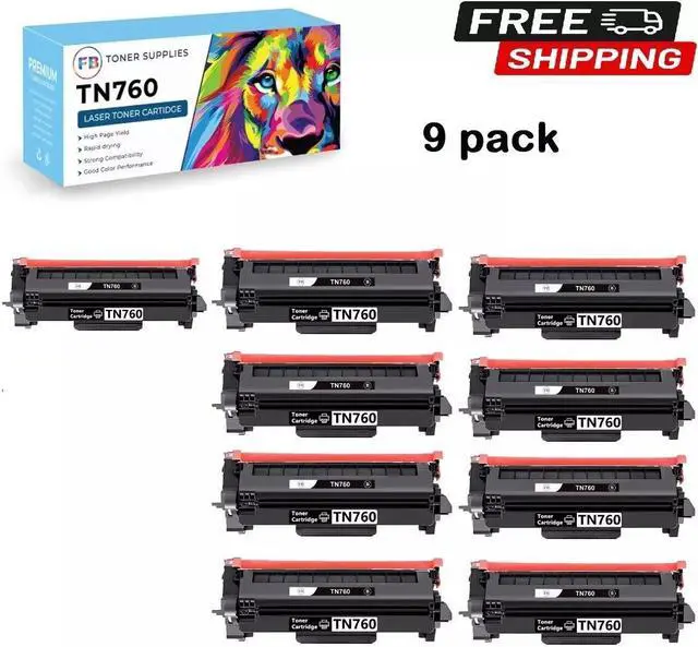 Main image of 9 Pk TN760 Toner Cartridge for Brother MFC-L2710DW MFC-2750DW DCP-L2550DW