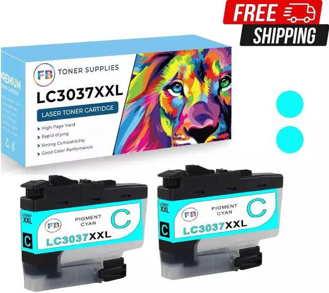 Main image of 2 pk Cyan Ink Cartridge for Brother LC3037 LC-3037XXL for MFC-J5845DW MFC-J5945D