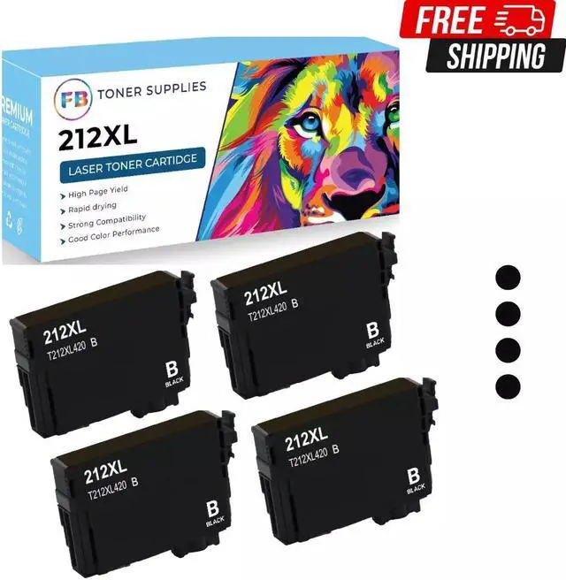 Main image of 4x Black 212XL T212 Ink Cartridges for Epson Workforce WF-2830 WF-2850 XP-4100 X