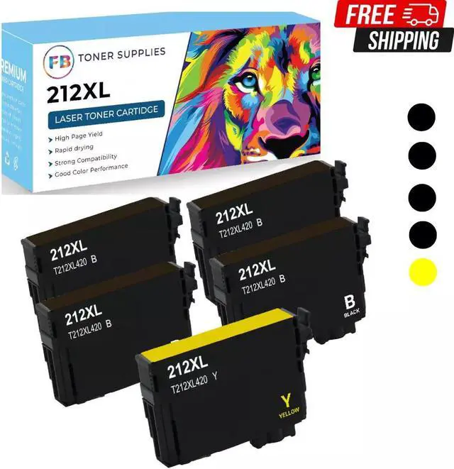 Main image of 212XL T212 Ink Cartridges 1 Set(4B+1Y) for Epson Workforce WF-2830 WF-2850 XP-41