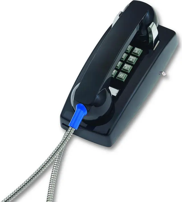 Alt view image 7 of 12 - Cortelco - 255400AHC20M - 2554 Series, Basic Wall Phone, Single-Gong Ringer, Wall Mount, Black, 32 in. Armored Cord