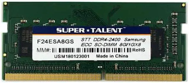 Main image of Super Talent 8GB DDR4 2400MHz PC4-19200 ECC Notebook Memory model F24ESA8GS