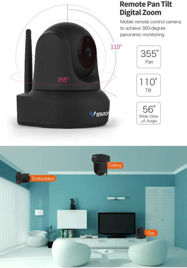 Alt view image 6 of 7 - VStarcam C29S Home Security Camera PTZ 1080P WiFi IP Camera with Night Vision 2-Way Audio for Baby and Pet Surveillance Camera, Motion Detection, APP Remote Control, Nanny Cam-Black