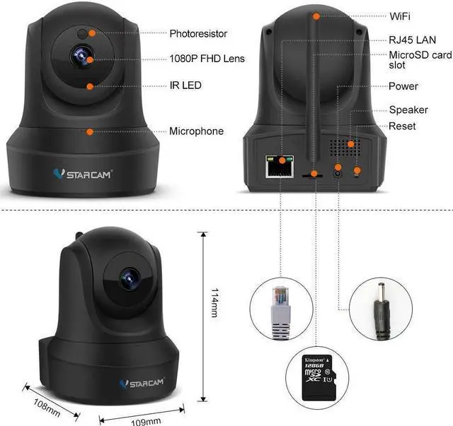 Alt view image 2 of 7 - VStarcam C29S Home Security Camera PTZ 1080P WiFi IP Camera with Night Vision 2-Way Audio for Baby and Pet Surveillance Camera, Motion Detection, APP Remote Control, Nanny Cam-Black