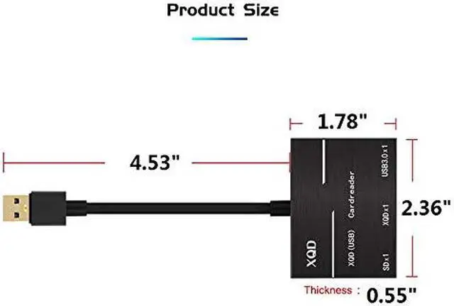 Alt view image 4 of 7 - XQD/SD Card Reader Adapter with USB3.0, USB 3.0 XQD Reader Compatible with Sony G/M Series USB Mark XQD Card, Lexar 2933x/1400x USB Mark XQD Card,SD/SDHC Card for Windows/Mac OS