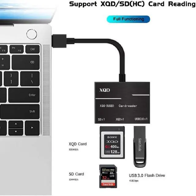 Main image of XQD/SD Card Reader Adapter with USB3.0, USB 3.0 XQD Reader Compatible with Sony G/M Series USB Mark XQD Card, Lexar 2933x/1400x USB Mark XQD Card,SD/SDHC Card for Windows/Mac OS