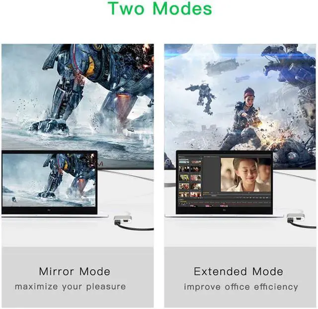 Alt view image 6 of 8 - USB C to HDMI VGA Adapter,ESTONE Type C Hub with 4K@30hz HDMI, 1080P VGA, 2 Screens Different Display, Compatible with MacBook Pro/Air/ipad Pro/Chromebook Pixel/Dell XPS/Nintendo Switch/Samsung,Silver