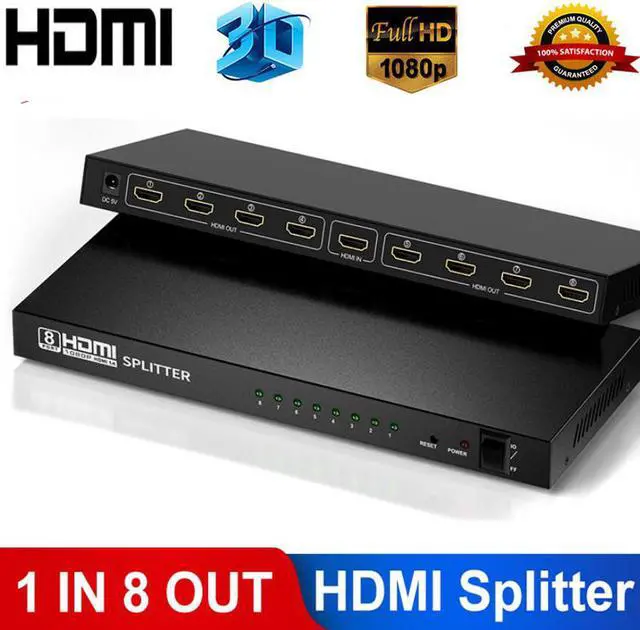 Main image of HDMI Splitter 1 In 8 Out Powered by AC Adapter, Supports 3D Full HD1080P, Compatible with Xbox PS3 PS4 Fire Stick Roku Blu-Ray Player HDTV - 1 Input To 8 Outputs