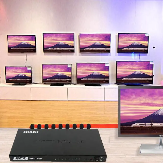 Alt view image 5 of 8 - 1x8 8 Ports 4K HDMI Powered Splitter V1.4 for Full HD 1080P & 3D Support (One Input to Eight Outputs), Power Supply Adapter Include