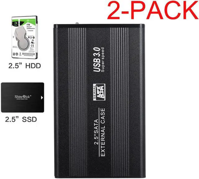 Main image of ESTONE SATA to USB 3.0 5GBPS SSD Aluminum Housing External Enclosure Adapter Case for 2.5 Inch SSD & HDD 9.5mm 7mm External Hard Drive Case Support 3TB , 2-Pack