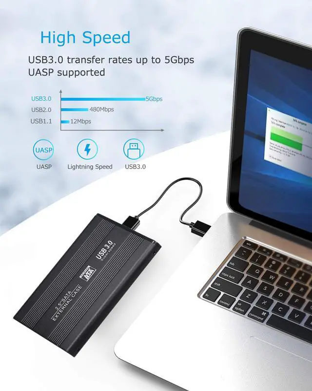 Alt view image 5 of 7 - ESTONE USB 3.0 to SSD / 2.5-Inch SATA External Shockproof Aluminum Hard Drive Enclosure [Support 3TB ] , 2-Pack