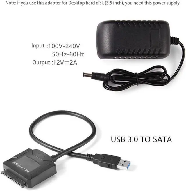 Alt view image 2 of 7 - ESTONE USB 3.0 to SATA I/II/III External Hard Drive Hard Drive Converter for 2.5 or 3.5 in HDD SSD with Power Adapter Included, Support UASP [ 8TB Support ]