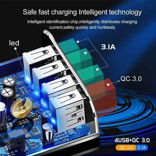 Alt view image 5 of 7 - USB Wall Charger, 48W Fast USB Wall Plug 4-Port USB Charger ESTONE Charger Block with QC 3.0, for iPhone 11/ Pro/MAX/X/XS/XR/XS Max/8/7/6/Plus, iPad, Samsung and More  -White