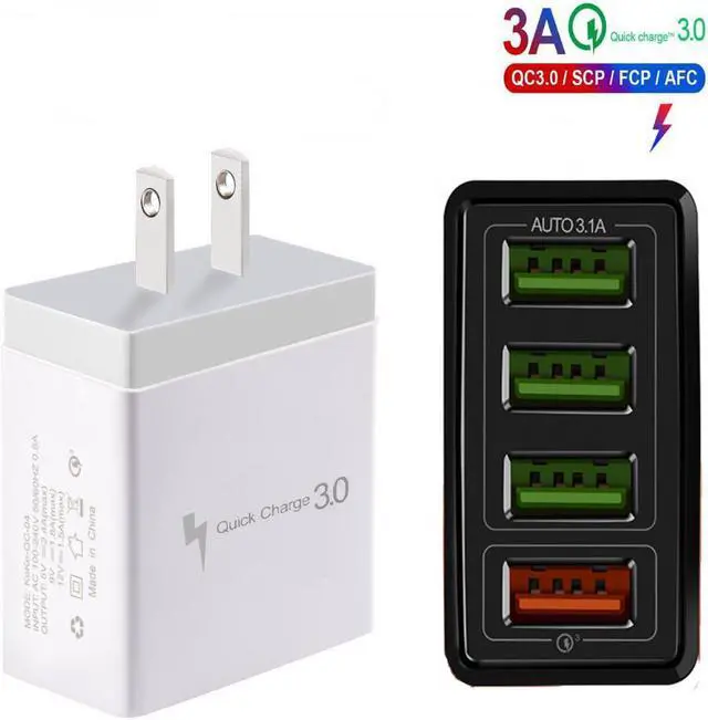 Main image of 48W USB Charger Cube, Wall Charger Plug,  3.1A 4-Muti Port USB Adapter Power Plug Charging Station Box Base Replacement for iPhone 11 Pro Max/X/, iPad, Samsung Phones and More USB Charging Block-White