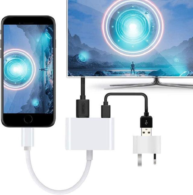 Compatible with iPhone iPad to HDMI Adapter Cable, Digital AV Adapter 1080p  HD TV Connector Cord Compatible with iPhone 8 Xs Max XR 7 6Plus, iPad Pro  Mini Air to TV Projector