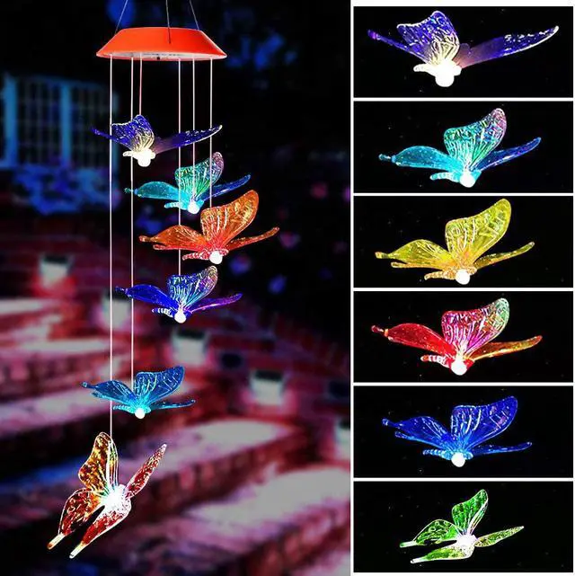 Main image of Wind Chime,solar lights chimes,butterfly wind chimes led/solar hummingbird wind chime Outdoor decor,yard decorations solar light mobile,memorial wind chimes,(gifts for mom,birthday gifts for mom
