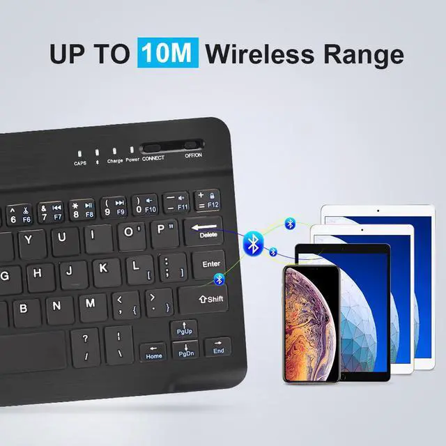 Alt view image 6 of 7 - 10” Mini Wireless Keyboard Bluetooth Keyboard For ipad Phone Tablet Rubber keycaps Rechargeable keyboard For Android ios Windows,Black
