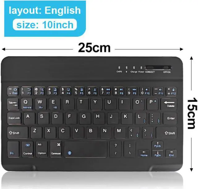 Alt view image 2 of 7 - 10” Mini Wireless Keyboard Bluetooth Keyboard For ipad Phone Tablet Rubber keycaps Rechargeable keyboard For Android ios Windows,Black