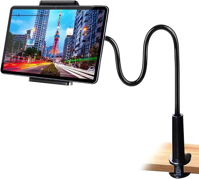 Main image of Gooseneck Tablet/Phone Holder, Tablet Mount Holder Stand for 4.7-10.5" Devices iPad Pro Air Mini iPhone Series/Kindle Fire/E-Reader/Switch, 30in Overall Length (Black)