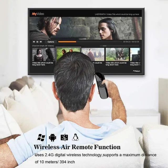 Alt view image 6 of 7 - W1 2.4GHz Wireless Air Mouse Remote with QWERTY Keyboard, Build-in Rechargeable Battery for Nvidia Shield, Android TV Box, Kodi, PC, Raspberry Pi, PS4 and More