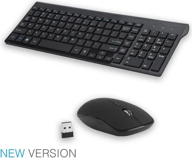 Main image of E168 Wireless Keyboard and Mouse Combo,Full Size Quiet US Layout Slim Travel Compact Compatible with iMac MacBook PC Laptop Tablet Notebook Windows10 (Black)