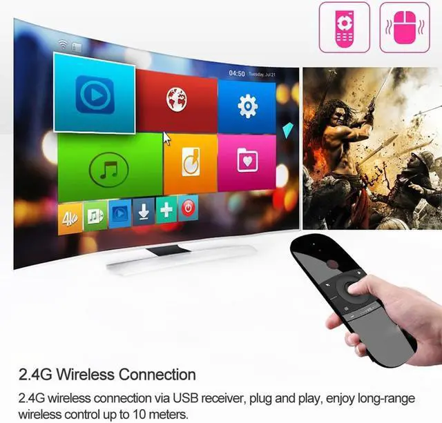 Alt view image 5 of 7 - W1 2.4GHz Wireless Air Mouse Remote with QWERTY Keyboard, Build-in Rechargeable Battery for Nvidia Shield, Android TV Box, Kodi, PC, Raspberry Pi, PS4 and More