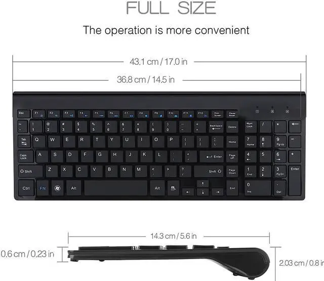 Alt view image 2 of 8 - E168 Wireless Keyboard and Mouse Combo,Full Size Quiet US Layout Slim Travel Compact Compatible with iMac MacBook PC Laptop Tablet Notebook Windows10 (Black)