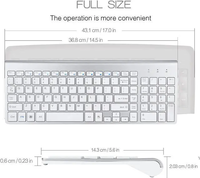 Alt view image 2 of 7 - E168 Wireless Keyboard Mouse Combo, 2.4GHz Slim Full-Sized Silent Wireless Mouse and Keyboard Set with USB Nano Receiver for PC Laptop-(White)