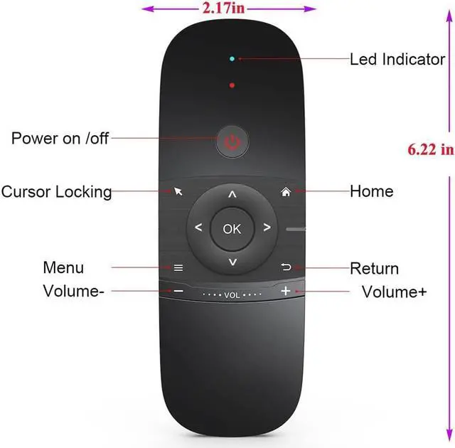 Alt view image 2 of 7 - W1 Air Mouse for Android tv Box, Mini Wireless Keyboard Air Remote Mouse Control with IR Learning for Android TV Box, PC, Projector, HTPC etc.