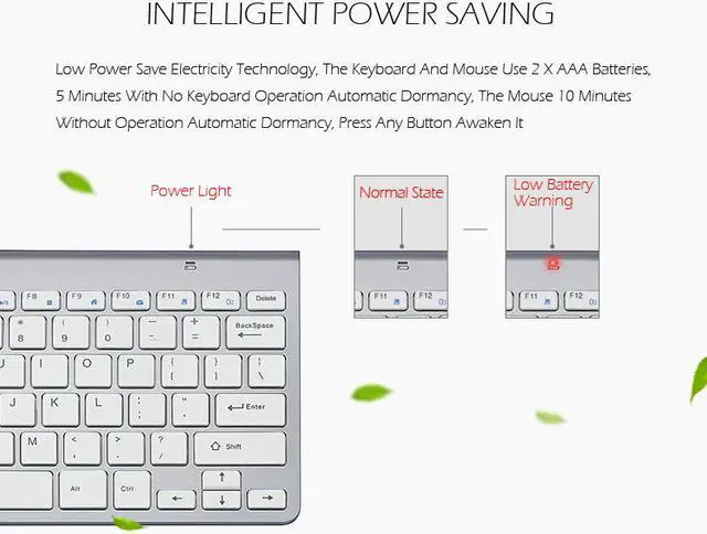 Alt view image 5 of 8 - ESTONE K1088 Wireless Keyboard and Mouse, 2.4G Keyboard and Mouse Combo,for PC Desktops, Laptops & Windows (White)