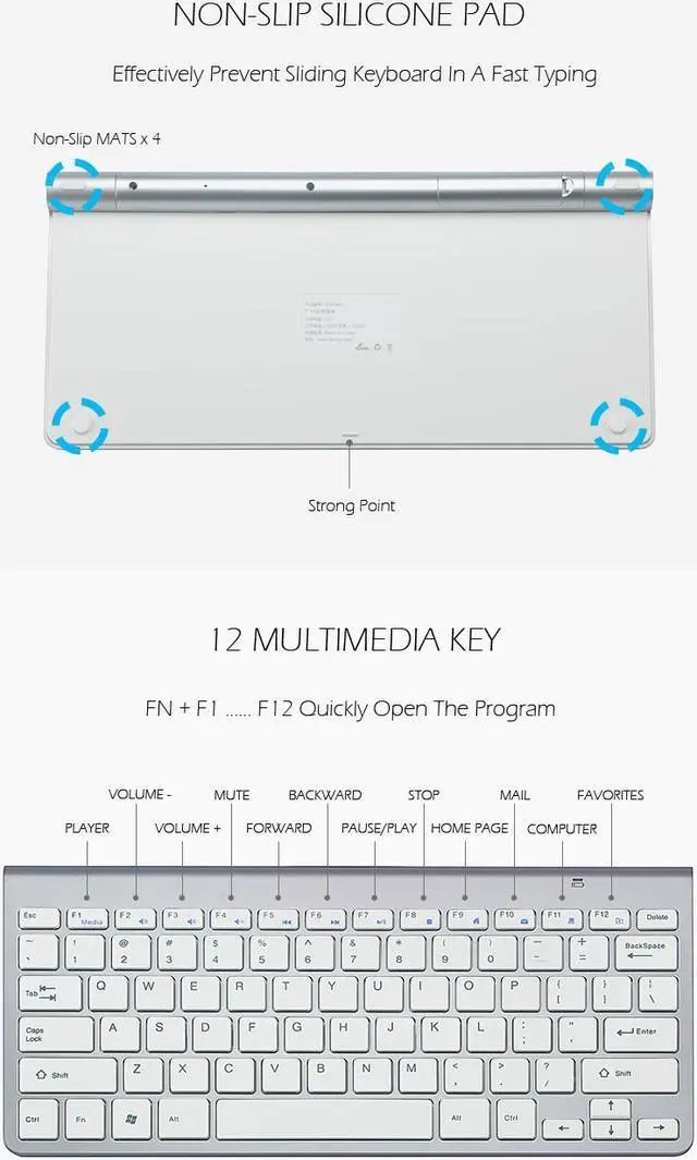Alt view image 3 of 7 - ESTONE K1088 Wireless Keyboard and Mouse Combo — Keyboard and Mouse Included, 2.4GHz Dropout-Free Connection,Mouse and Keyboard, Standard Packaging-(White)