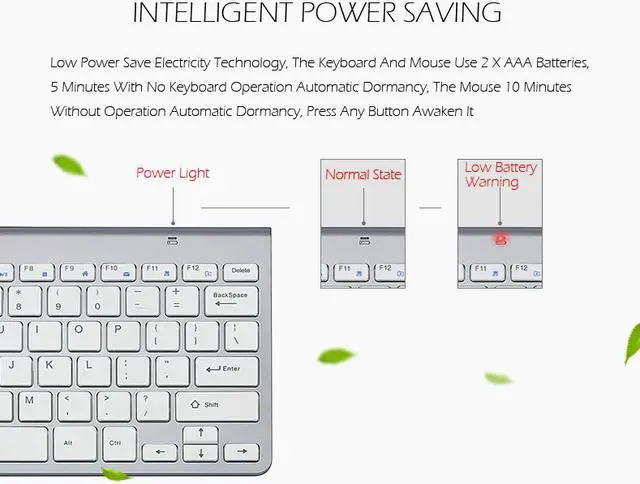 Alt view image 5 of 7 - ESTONE K1088 Wireless Keyboard and Mouse Combo — Keyboard and Mouse Included, 2.4GHz Dropout-Free Connection,Mouse and Keyboard, Standard Packaging-(White)