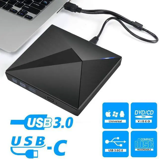 Main image of ESTONE External DVD Drive DVD Player  for Laptop Portable USB Tpye-C CD/DVD+/-RW Drive/DVD Player CD ROM Burner Compatible with Windows Linux OS Apple Mac( Polaris )