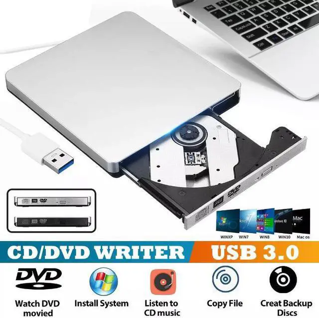 Main image of ESTONE External CD Drive USB 3.0 with Type-C adapter Portable CD DVD +/-RW Drive DVD/CD ROM Rewriter Burner Writer Compatible with Laptop Desktop PC Windows Mac Pro MacBook
