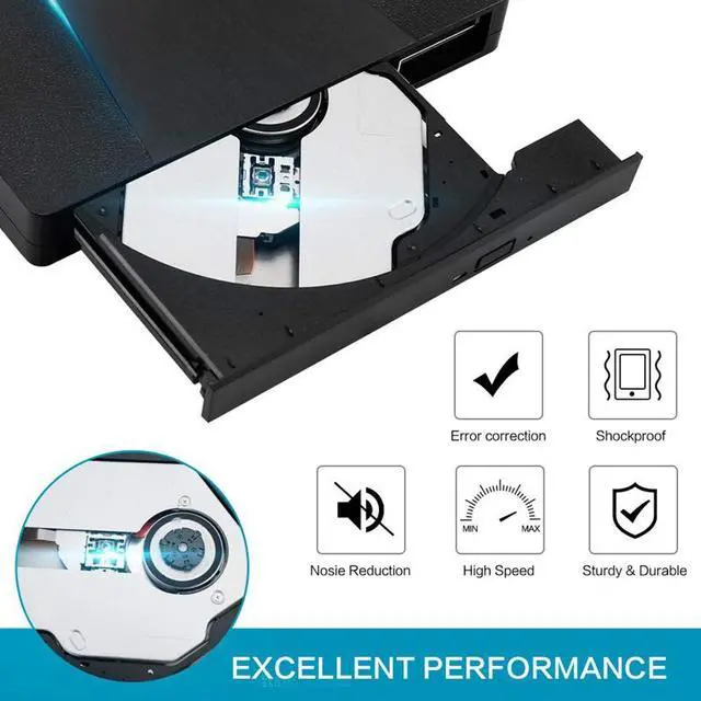 Alt view image 4 of 8 - ESTONE External CD Drive Type C USB 3.0 Portable CD DVD +/-RW Drive Slim DVD/CD ROM Rewriter Burner Writer  for Laptop Desktop PC Windows Linux OS Apple Mac,YX-008 Black