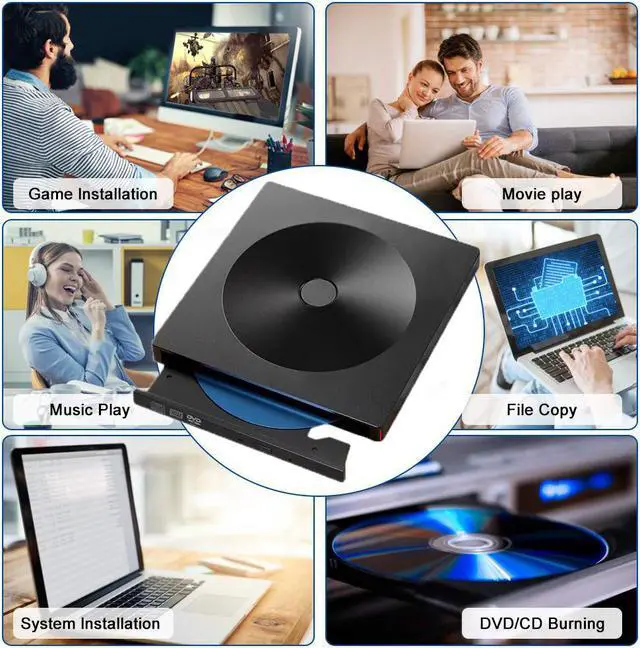 Alt view image 7 of 8 - ESTONE YX-008 External CD Drive USB 3.0 Portable CD DVD +/-RW Drive DVD/CD ROM Rewriter Burner Writer  Compatible with Laptop Desktop PC Windows Mac Pro MacBook