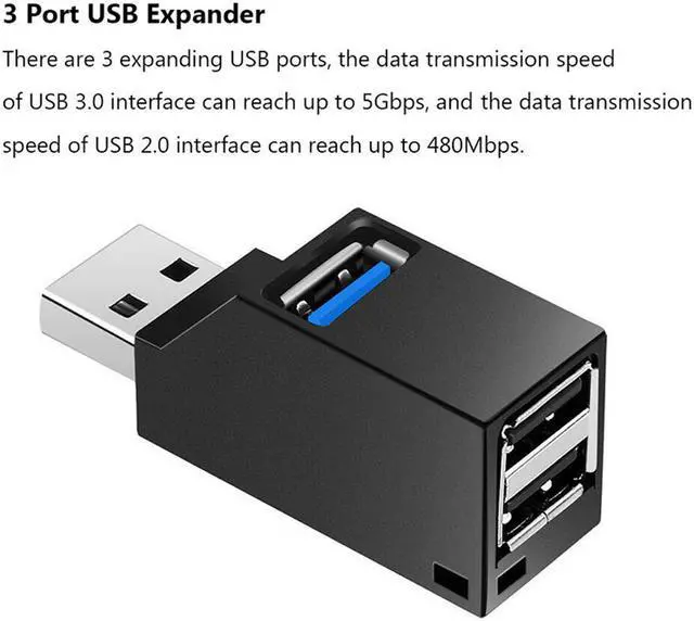 Alt view image 5 of 7 - High Speed USB 3.0 Hub Adapter Extender 3 Ports(1USB3.0+2USB2.0) for PC, Laptop, Notebook PC, USB Flash Drives